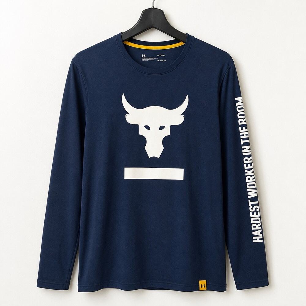 Under Armour Project Rock Mens Large HeatGear Blue Long Sleeve Shirt